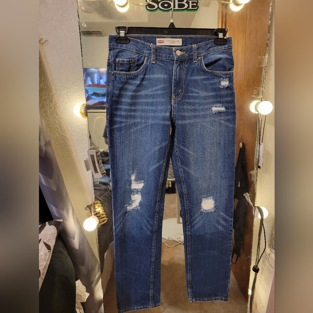 Levi's 502 Classic Blue Ripped Jeans Size 16